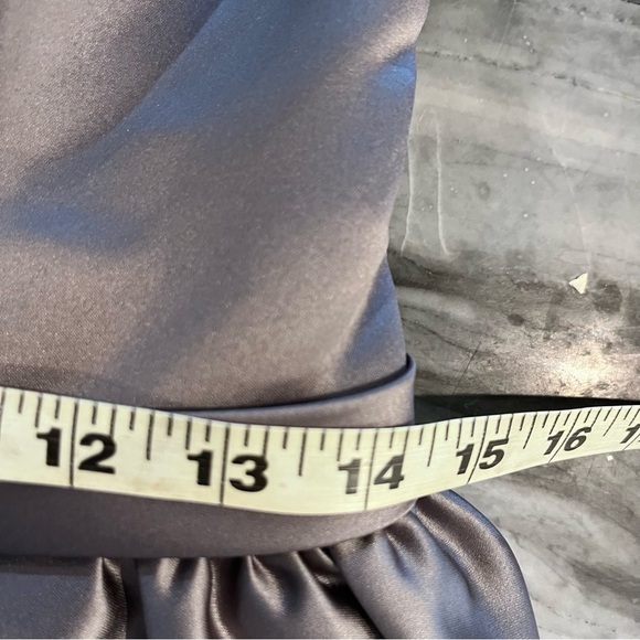 Bari Jay Silver Charmuese Petal Hem Strapless Short Bridesmaid Prom Cocktail M - Picture 9 of 11